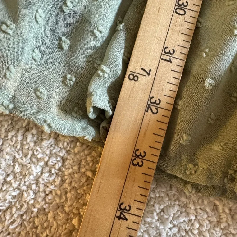 Altar’d state Dress Womens Size Medium chiffon lace tiered Sage‎ Green Mini